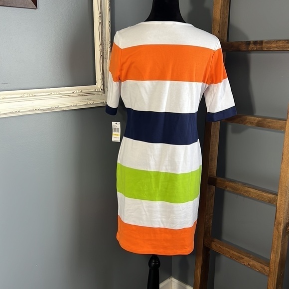 Nautica Multi Color Block Shirt Dress Button Detail Summer Office Sz M NWT - Picture 8 of 9